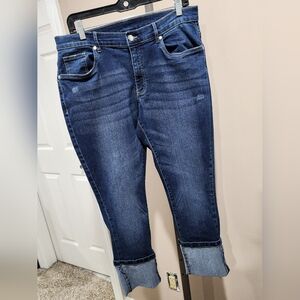 Venus Cropped Cuffed Mid-Rise Straight Leg Jeans Size 12